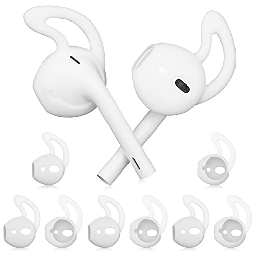 PROUSKY Earhooks for Airpods, 5 Pairs Silicone Soft Ear Hooks Tips, Anti-slip Sport Earbud Tips Compatible for Airpods, Ultra-Light Earphones Accessories for Jogging, Cycling, Running, White