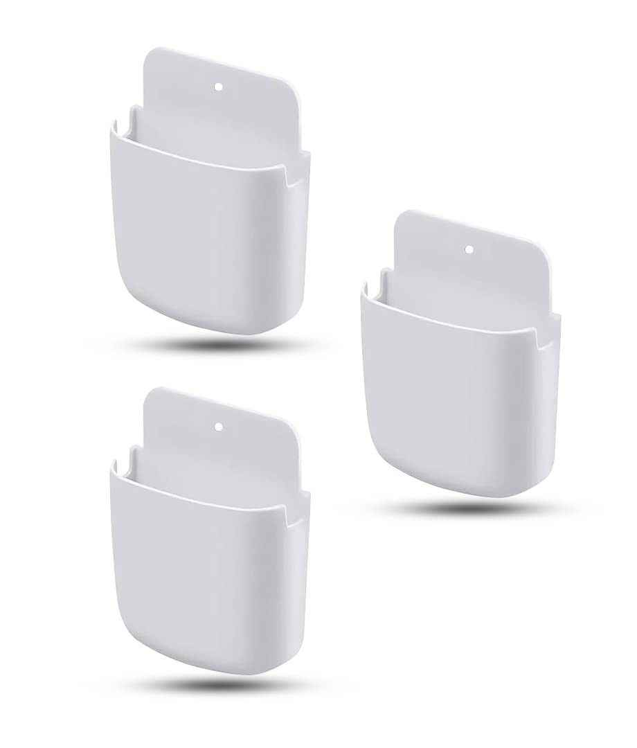 DSNS Mobile Wall Mounted Adhesive Remote Control Stand Mobile Phone Holder for Charging AC/TV Storage Box for All Smartphones | Pack of 3 White (B0B75RS4PZ) Amazon Price History, Amazon Price Tracker