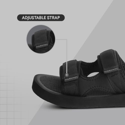 Image of NoStrain Men's Casual Sandals - Comfortable, Washable & Waterproof Open-Toe Footwear for Men with 4-Point Adjustable Velcro Strap, Heel Cushioning & Triple-Density Sole