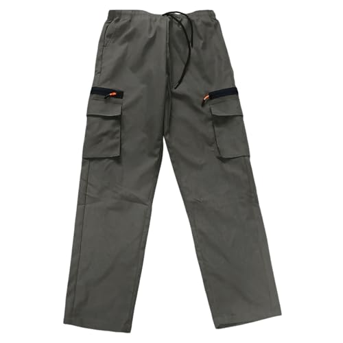 Cargo Pants for Men Relaxed Fit Joggers Pant Elastic Waist Drawstring Straight Pants with Zipper Pockets3