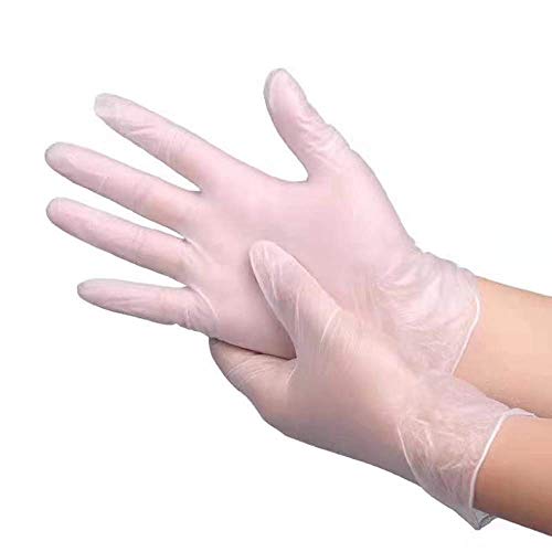 100 Pcs Disposable Clear Gloves Disposable Latex Free,High Density Rubber Safety Protective Gloves