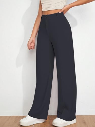 Image of Toochki Trousers for Woman Pants Women's Formal Office Korean | Black Track Pant | Straight | Cotton Spandex Stretchable Trouser | High-Waisted Bottom Wear