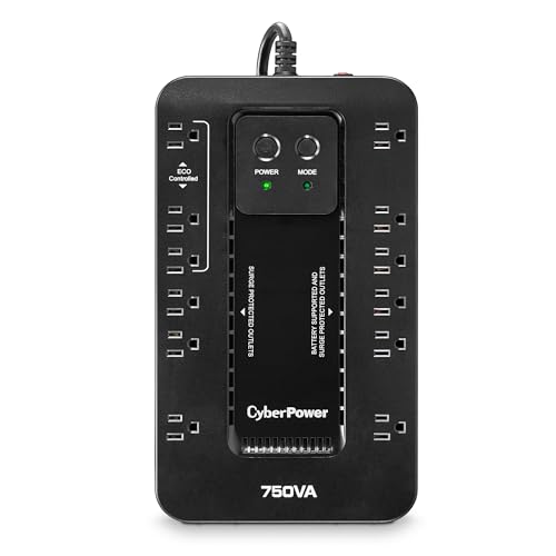 CyberPower EC750G Ecologic Battery Backup & Surge Protector UPS System, 750VA/450W, 12 Outlets, ECO...