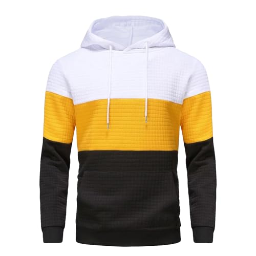 Ymosrh Men's Hooded Sweatshirts Casual Color Block Long Sleeve Drawstring Fashion Hoodie Pullover Sweatshirt, M-2XL - Main Image