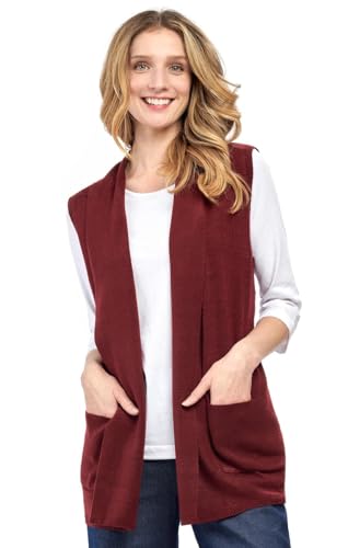 Women's Long Soft & Lightweight 100% Acrylic Knit Cashmere Like Vest in Open Front3