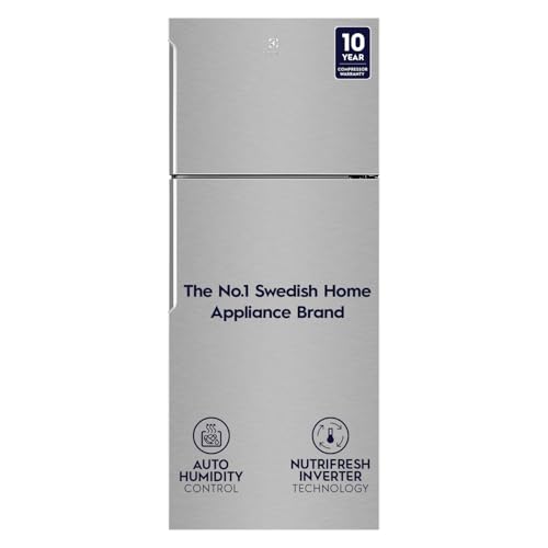 Image of Electrolux 431L 1 Star Inverter Frost Free Double Door Refrigerator, Top Freezer, TasteLockAuto & TasteGuard Technology, UltimateTaste 500, ETB4600C-A, Arctic Silver Steel