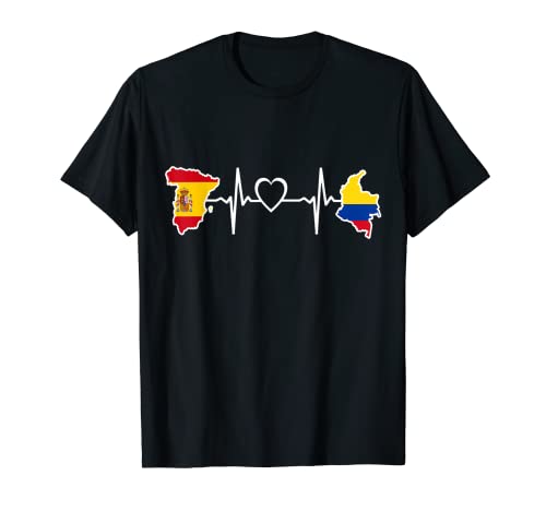 Bandera Española Colombiana - España Colombia Heartbeat Camiseta