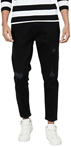 Image of Max Men Solid Ripped Jeans - Eco Wash