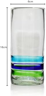 Tumia Handmade Hi-Ball (Collins) Glasses - 3 Coloured Ring - Set of 2