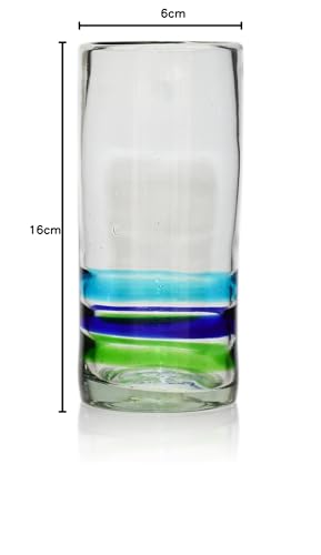 Tumia Handmade Hi-Ball (Collins) Glasses - 3 Coloured Ring - Set of 2