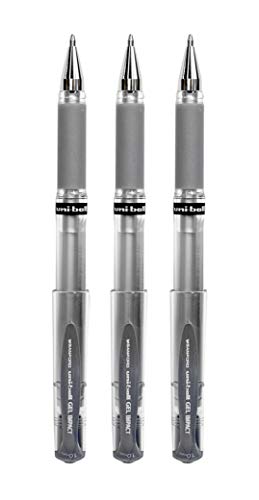 Set 3 bolígrafos Uni-Ball Gel Impact 1.0 mm plata metálica