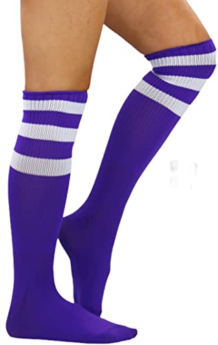 Image of ToBeInStyle Women's Premium Below Knee Athletic Socks w /Contrasting Wide Stripes