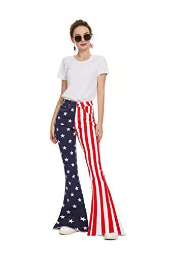 Bell Bottom Jeans For Women High Waist Stretch Flared Denim Slimming American Flag Bootcut Classic Juniors Disco Pants #TOP4