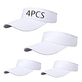 4 PCS White Empty Top Hat Bulk Solid Color Blank Golf Cap Adjustable Sport Sun Visor Hats Athletic Visor Caps for Women and Men Summer Outdoor Anti Ultraviolet for Beach Tennis Baseball