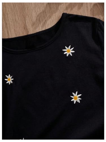 MakeMeChic Girl's Floral Short Sleeve Tee Shirts Crew Neck Tie Side Summer Casual Tops3