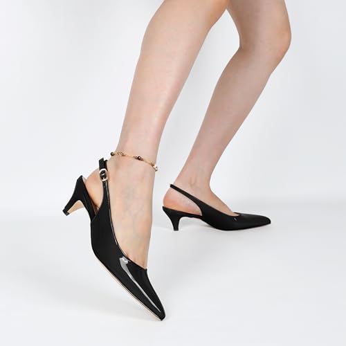 Womens Fashion Patent 40% OFF Cheap Sale Leather Pointed Mid Slingback Toe San H