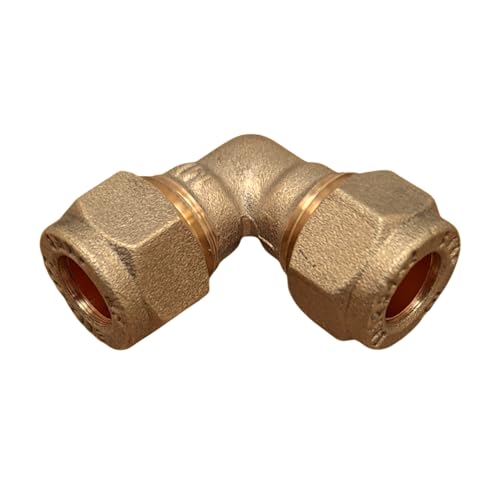 Raccordo a gomito a compressione in ottone, 10 mm, raccordo idraulico a 90° per tubo in rame da 10 mm, confezione da 1