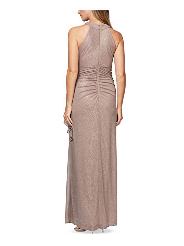 Image of Mesh Dress with Beaded Halter Style Neckline and Cascade Ruffle Detail Skirt