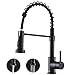 APPASO Robinet de cuisine noir avec ressort hélicoïdal, robinets d'évier à double bec 360 °, robinet de cuisine, haute pression, noir mat