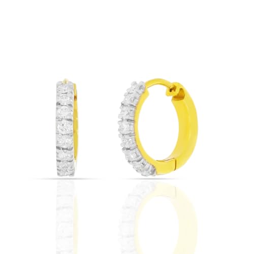 Image of WHP JEWELLERS CZ Radiance Yellow Gold Earrings for Women | Womens Aesthetic Good Quality 22 KT Gold Earrings | Gold Fashion Jewellery for Women | Great for Gifting