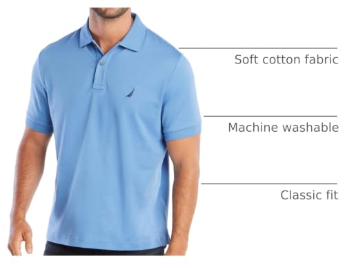 Image of Nautica Men's Classic Fit Short Sleeve Dual Tipped Collar Polo Shirt