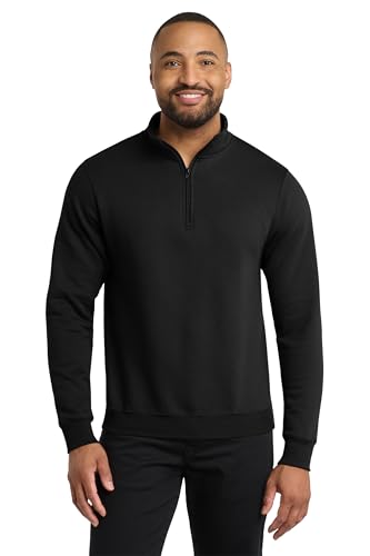 Port & Co Core Fleece 1/4-Zip Pullover Sweatshirt-PC78Q-S-Jet Black
