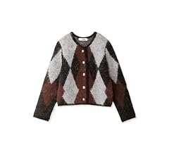 Amazon | [ファーファー] 起毛アーガイルカーディガン