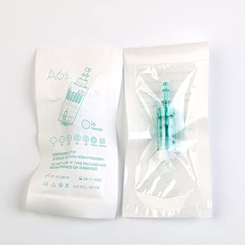 Image of Derma Pen Needles Cartridge 12 Pin | 36 Pin | Nano Needle Cartridge Tip For A1 & A6 Derma Pen Electric Auto Micro Stamp Derma Anti-Aging Pack of 3 (Green, Nano Round)