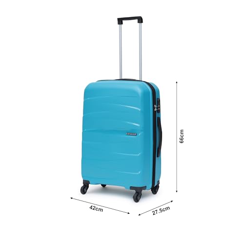 Image of YAYAVAR Check-in Medium- 66 CM, 360 Degree Rotating Wheels,Polypropylene Material,Hard Luggage with Telescopic Handle and Combination Locking Mechanism, Moscow-(M,Teal)