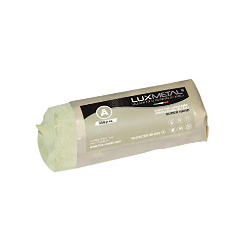 Pâte abrasive solide Lux Metal Blanche A hard 350 grammes pré-polissage, dégrossissage élimine les rayures oxyde et rouille pour aluminium acier inoxydable laiton cuivre bronze Cover