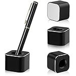 2 Pieces Metal Pen Stand Square Single Pen Holder Base Aluminum Student Desk Organizer for Desk Desktop Toothbrush Stand Holder Display for Home Office Students Teachers(Black)