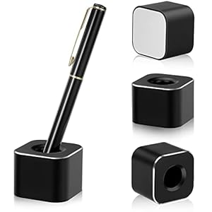 2 Pieces Metal Pen Stand Square Single Pen Holder Base Aluminum Student Desk Organizer for Desk Desktop Toothbrush Stand Holder Display for Home Office Students Teachers(Black)