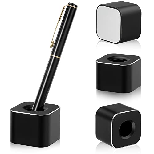 2 Pieces Metal Pen Stand Square Single Pen Holder Base Aluminum Student Desk Organizer for Desk Desktop Toothbrush Stand Holder Display for Home Office Students Teachers(Black)