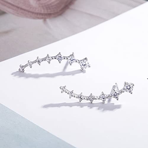 925 Sterling Silver Post Cubic Zirconia Ear Crawle Earring For Women 7 Crystal Star Ear Stud Earrings AAA CZ Arrow Ear Climber Hypoallergenic Piercing Gifts For Her4