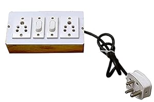 Sorica Wooden Portable 2 Socket with Electric Switch Extension Board with 3 Meter Long Wire (2+1) (Pack of 1)