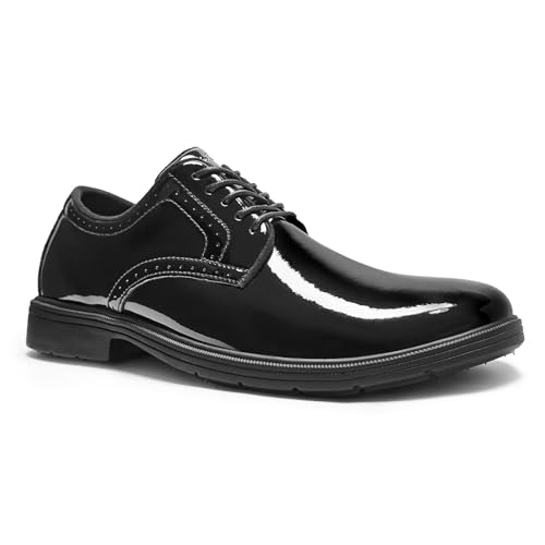 Men's Orthopedic Leather Dress Shoes: Arch Support Diabetic Ergonomic Fit Orthotics Plantar Fasciitis Sneakers, Business Vintage Fashionable Wear Patent Tuxedo Formal Wingtip Oxford Black Size 12
