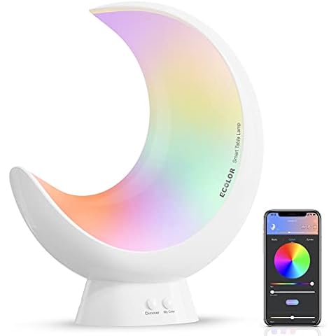 ECOLOR Smart Mondlampe, Nachttischlampe Touch Dimmbar, tragbare Warmweiße Tischlampe, LED Farbwechsel lampe Cover