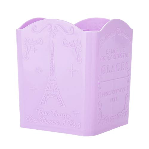 YIZISECCE for 3 Color Storage Box for Stationery, Cosmetic & Manicure Tools with Eiffel Tower Pattern (Purple)