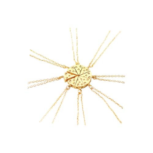 PACKOVE Collier Pendentif de Pizza 8 Pièces en Alliage Doré, Décoration Créative et Présent pour Fête ou Saint-valentin