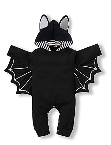Image of Rutoe Baby Boy Halloween Costumes Infant Bat Long Sleeve Hoodie Romper Overall Baby boy Halloween Outfits 3-6 Months