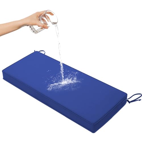 Genérico Cojín De Banco De Exterior De 8cm De Grosor,con Ribete Doble Cojín De Banco De Jardín De 2/3 Plazas, Funda De Asiento Antideslizante Y Lavable,para Columpios De Patio,Royal Blue,120x30x8cm