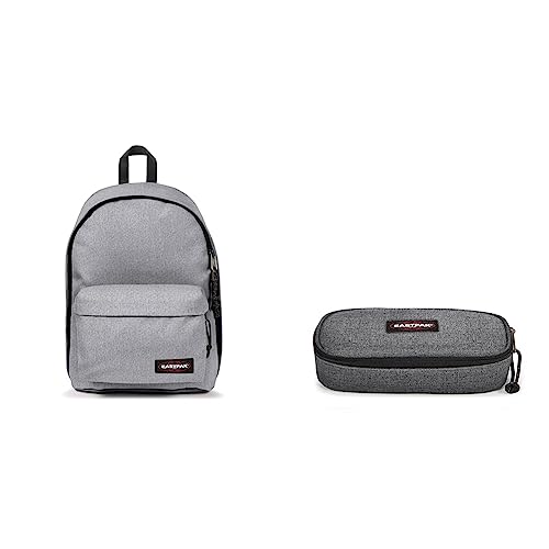 EASTPAK Out of Office Mochila, 44 cm, 27 L, Gris (Sunday Grey) & Oval Single Estuche, 22 cm, Gris (Black Denim)