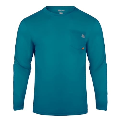 Mens Men's Rash Guard Shirts UPF 50+ Moisture Wicking Long Sleeve with Chest Pocket Quick Dry Lightweight