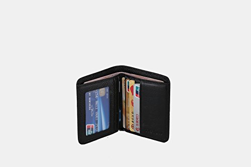 Ogem Treasury Mens Leather Slim Extra Capacity Wallet with Id Window and Card Slots (Black)4