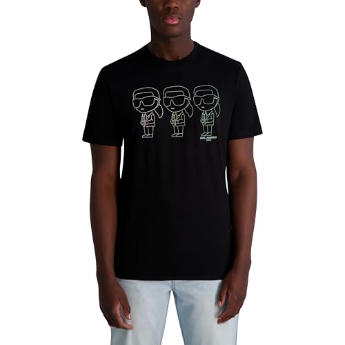 KARL LAGERFELD Men's Short Sleeve Crewneck Karl Trio Graphic Design T-Shirt