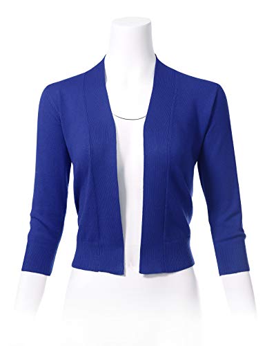 Image of Allsense Women's 3 /4 Sleeve Cropped Shrug Cardigan | Classic Bolero, Open-Front, Lightweight Soft Fine Knit Cover Up