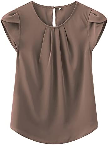 TASAMO Women’s Casual Round Neck Basic Pleated Top