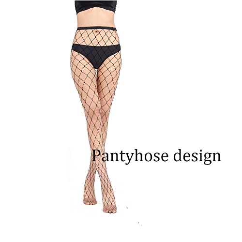 Image of Fishnet Stockings Tights Pantyhose Thigh High Waist Black Lace Patterned for Women with Choker Set