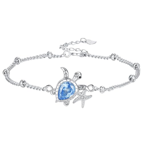 Hifeeled Pulsera Tortuga Plata de Ley 925 para Mujer Estrella de Mar Colgante...