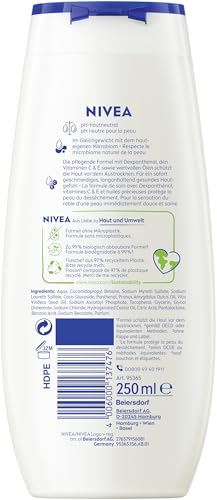 NIVEA Creme Protect & Dexpanthenol Pflegedusche, Duschgel mit Vitaminen und Ölen, seifenfreie Cremedusche mit Dexpanthenol für trockene und empfindliche Haut (250 ml)